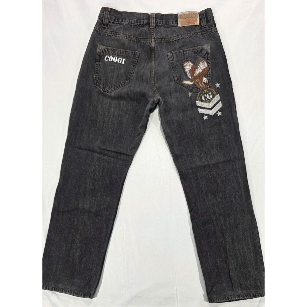 Y2K COOGI Jeans Men's 35x31 Army Eagle Union Jack Flag Baggy Hip-Hop Streetwear